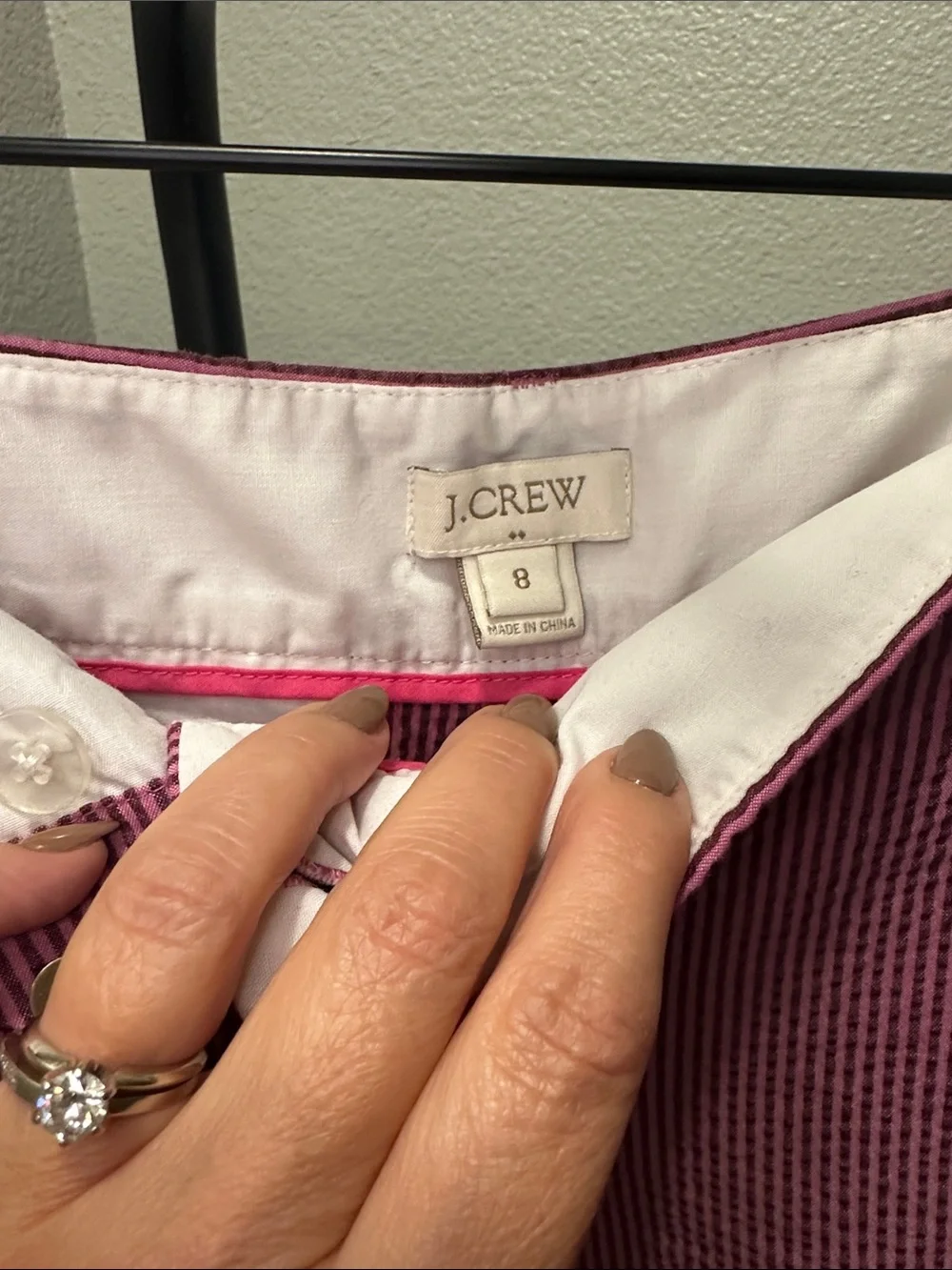 J.Crew Pink Striped Seersucker Shorts Size 8 Preppy